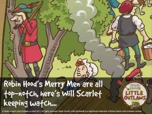 Illustration of the Will Scarlet from Robin Hood's Little Outlaws' first children's picture book, "Robin Hood, who's he?"