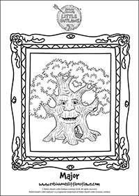 Major the oak tree character colouring in sheet