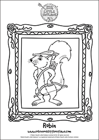 Robin the red squirrel character colouring in sheet