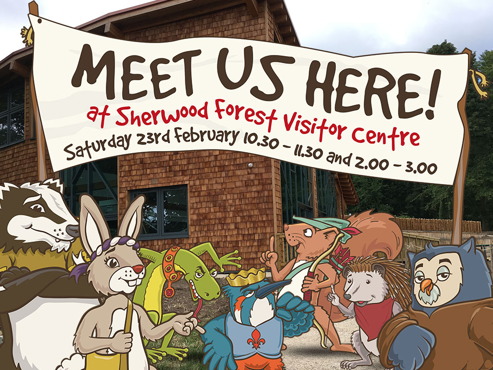 Robin Hood's Little Outlaws promoting their event at Sherwood Forest Visitor Centre, Nottinghamshire